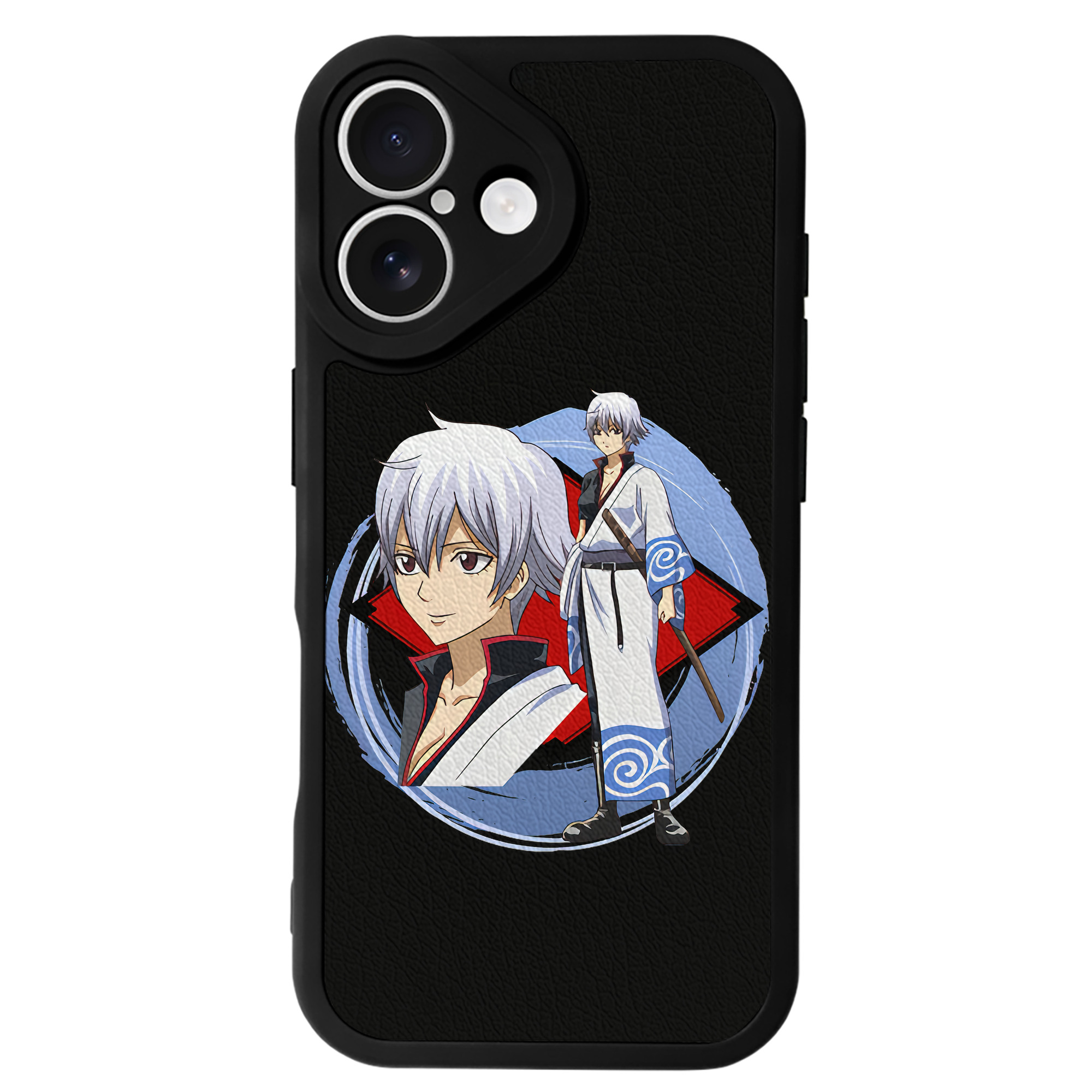 （画像用） ぎんたま 坂田銀時（さかたぎんとき） 神楽 志村新八（しむら しんぱち） GINTAMA Sakata Gintoki Kagura Shimura Shinpachi 【iPhone 16シリーズ対応】シリコンスマホケース（レザー調） 材質：シリコン